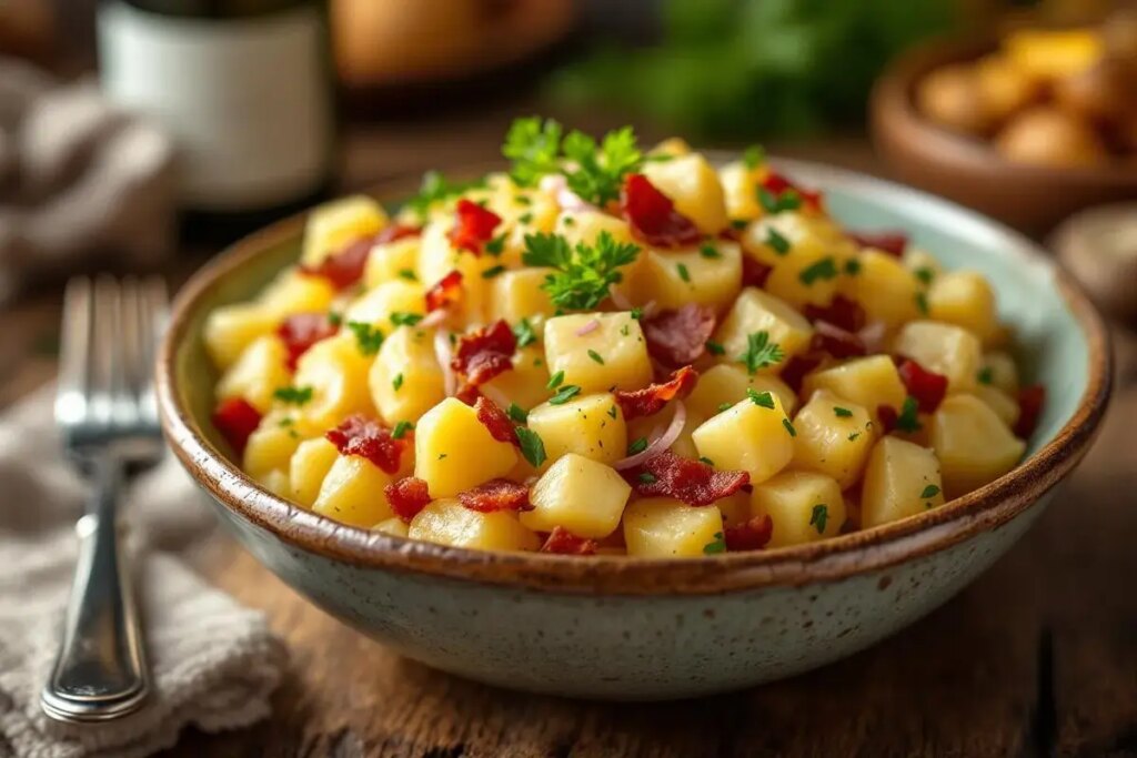 Une salade chaude et simple ? Testez cette salade de pommes de terre version bistrot qui fait l’unanimité.jpg
